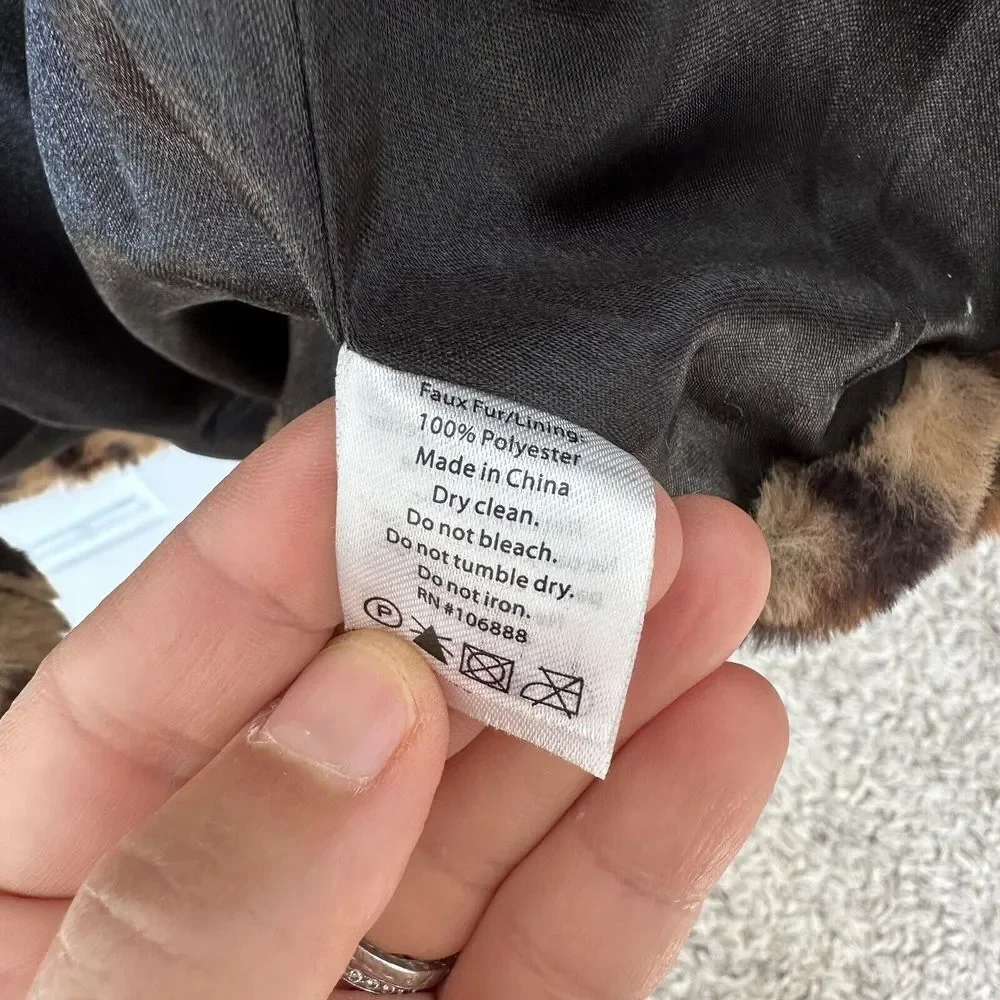 Appaman Girls Cleo Tan  Black Leopard Faux Fur Hooded Teddy Coat‎ Jacket Size 4 - Picture 12 of 14